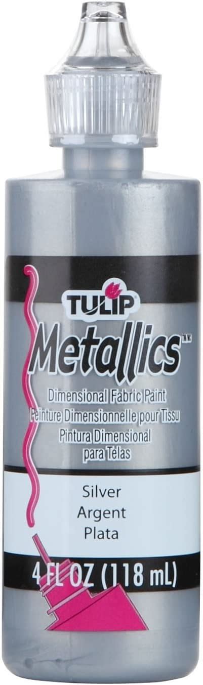 tulip 17371 dimensional fabric paint 4oz metallic silver|Tulip Dimensional Fabric Paint 17371 Dfpt 4Oz Metallic Silver 4.